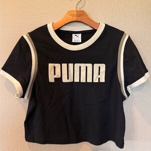 PUMA Black Crop Top with White Trim